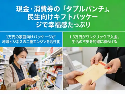 福岡の心温まる施策が実施:現金と消費クーポンの「ダブル効果」、生活必需品パッケージで幸福感いっぱい。